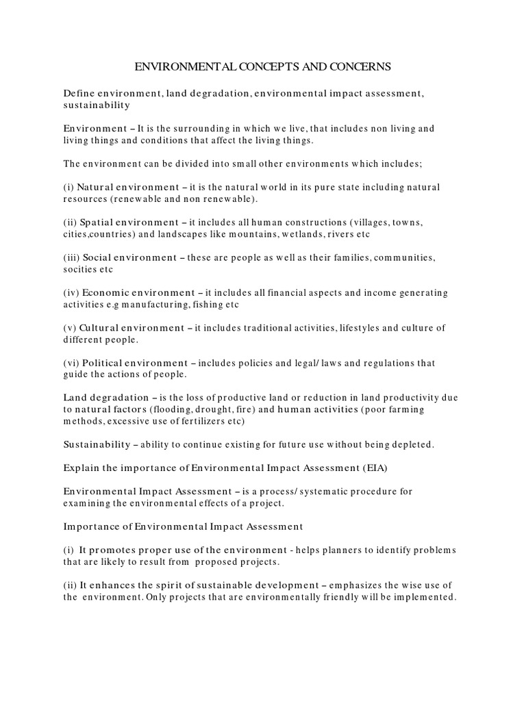 Understanding Environmental Concepts and Impact | PDF | Environmental ...