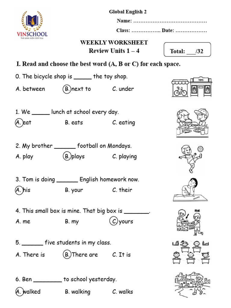 Review units 1 4 i read and choose the best word a b or c for