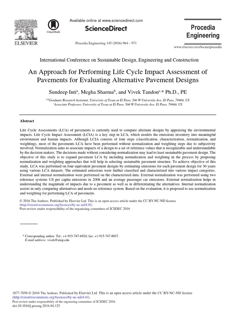 Life Cycle Impact Assessment of Pavements | PDF | Life Cycle Assessment ...