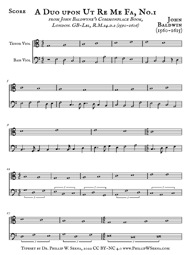 A Duo Upon Ut Re Me Fa, No.1 John Baldwin | PDF