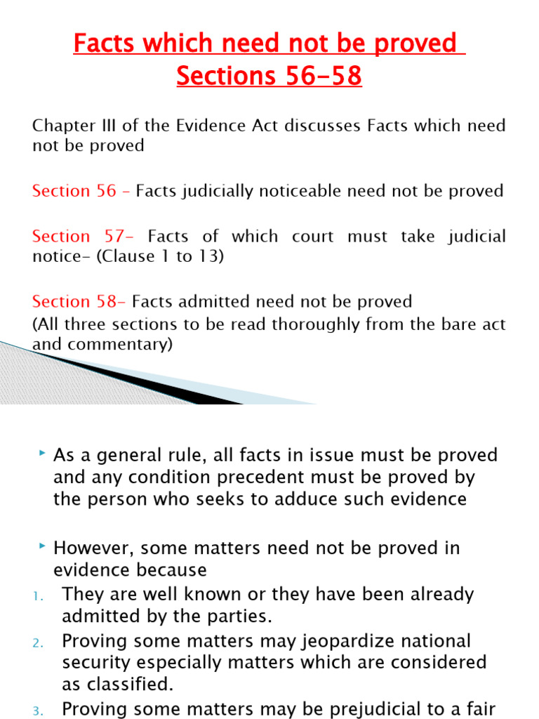 Facts Which Need Not Be Proved | PDF | Evidence (Law) | Government