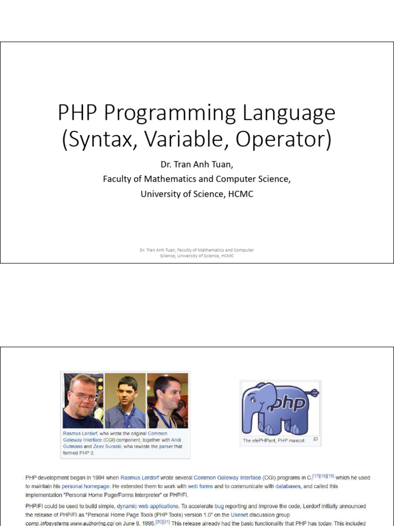 (TUANTA) PHP 01 Programming Language Part A | PDF | Php | Programming ...