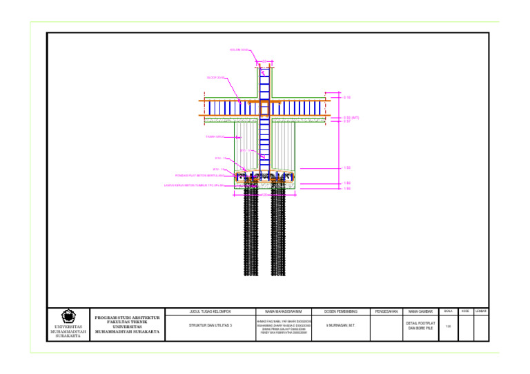 Detail Footplat dan Bore Pile | PDF