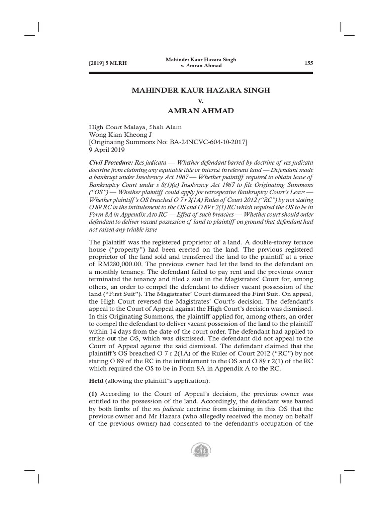 Res Judicata in Land Dispute Case | PDF | Bankruptcy | Lawsuit