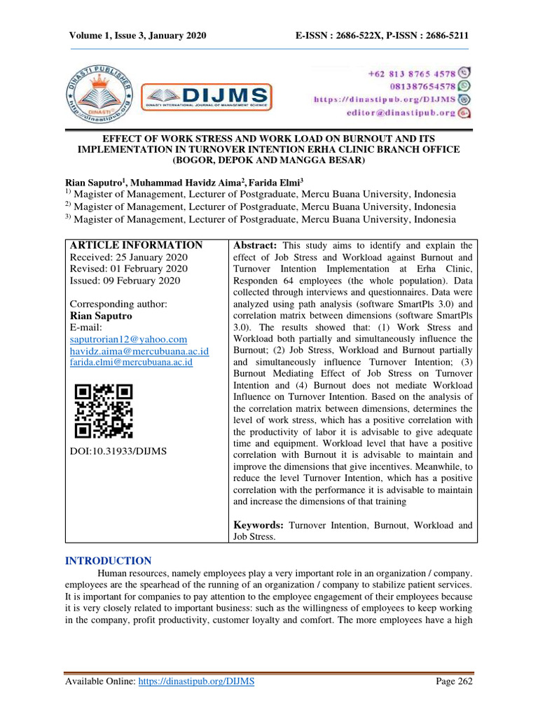 Work Stress Impact on Burnout & Turnover | PDF | Structural Equation ...