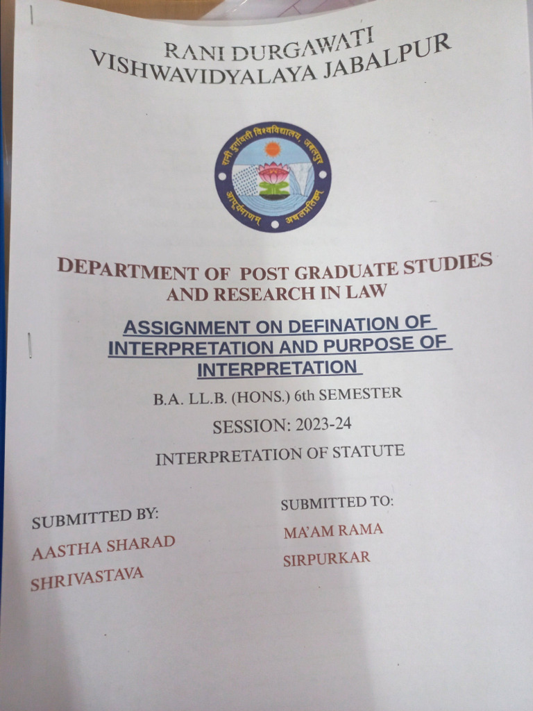 Interpretation of statute assignment 1 31 may 2024 12 00 33 pdf