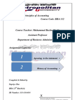 Course Title: Principles of Accounting Course Code: BBA 112: Agreeing To The Statement
