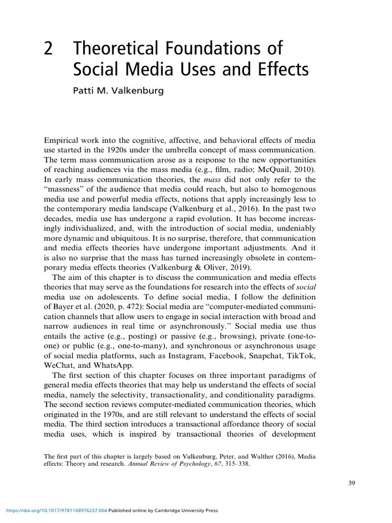 Social Media Effects Theories Explained Pdf Popular Culture Media