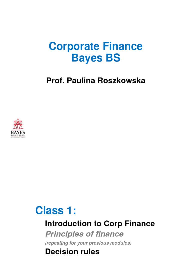 Introduction to Corporate Finance Concepts | PDF | Internal Rate Of ...