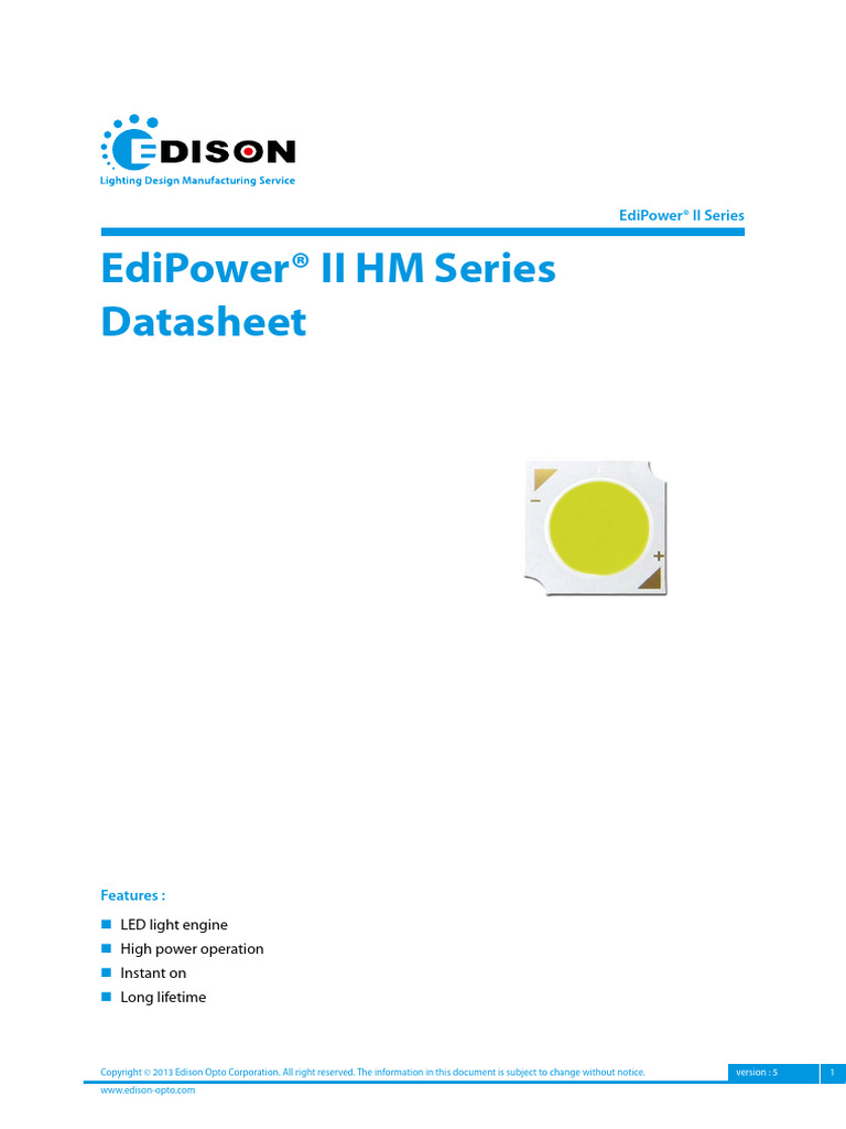 Edison EdiPower® II HM Series | PDF | Lighting | Light