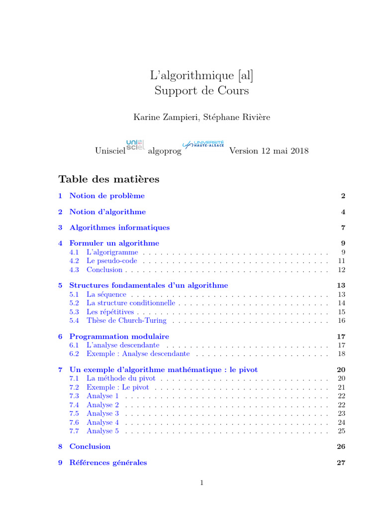 Introduction à l'algorithmique | PDF | Programme informatique ...