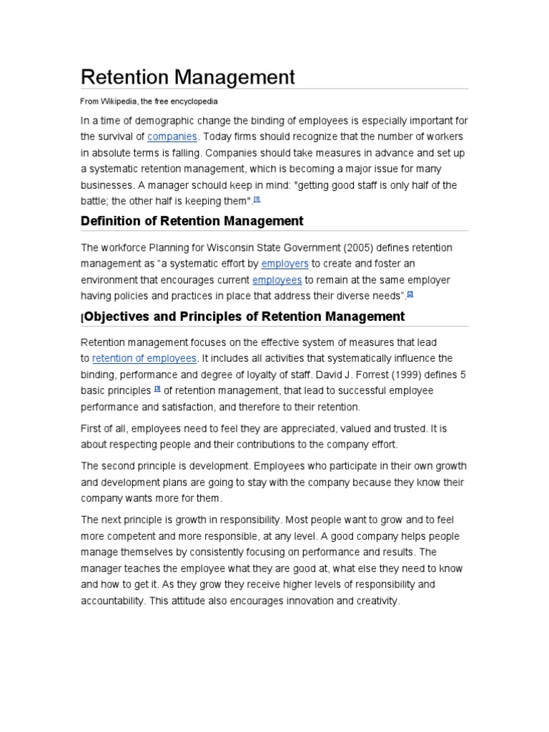 Retention Management | PDF | Employee Retention | Employment