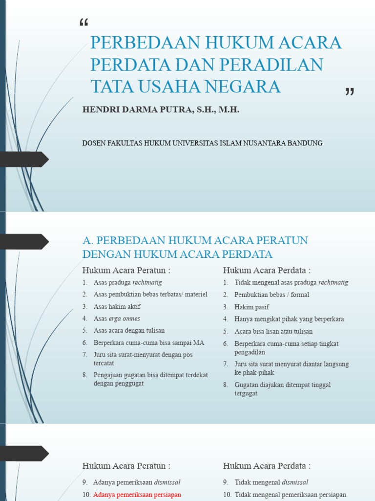 Perbedaan Hukum Acara Perdata dan Peratun | PDF | Hukum