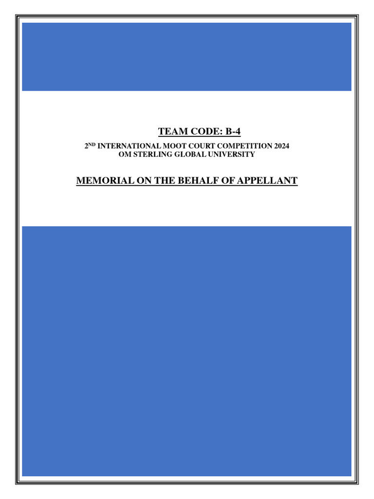 Appellant Memorial for Moot Court 2024 | PDF | Stalking | Cyberbullying