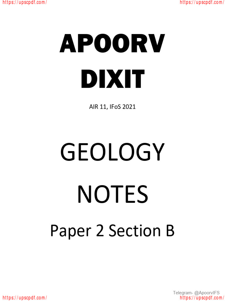 Geology Notes by AIR 11 IFoS 2021 | PDF | Ore | Minerals