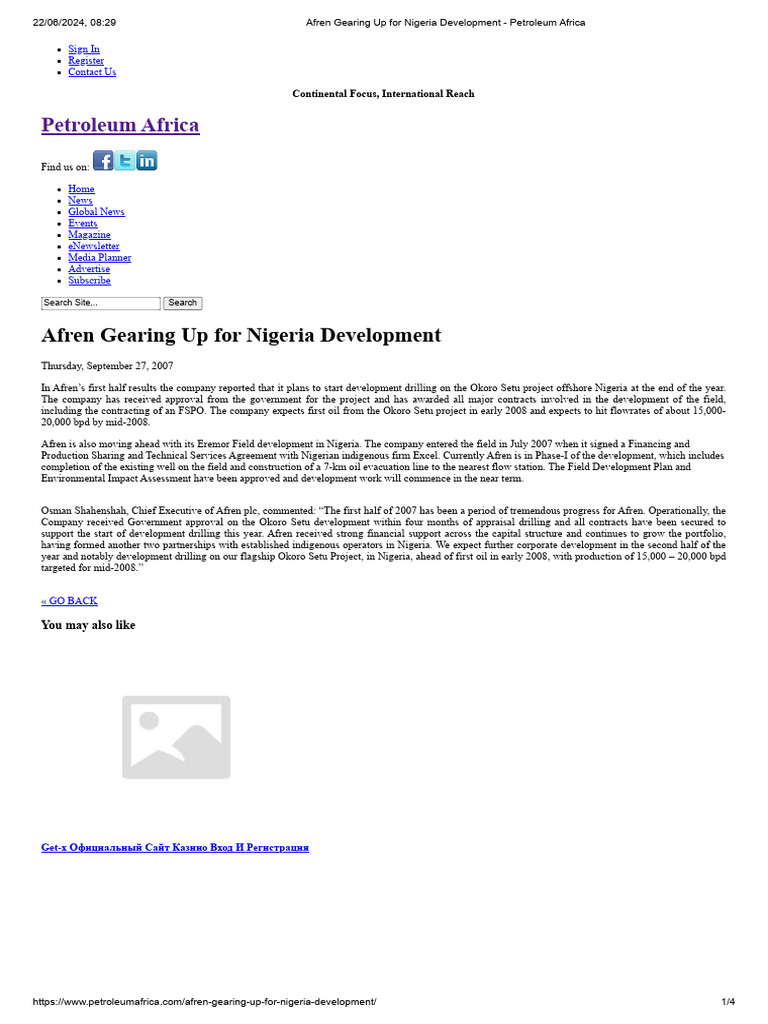 Afren Gearing Up For Nigeria Development - Petroleum Africa | PDF ...