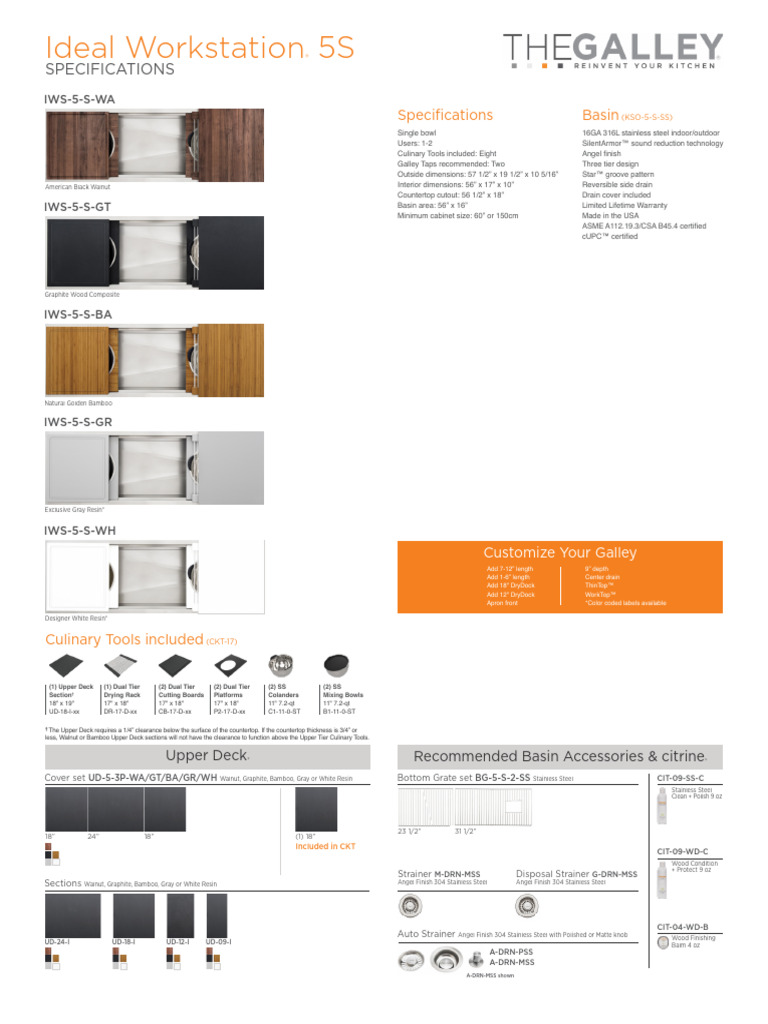 Ideal Workstation 5S - Specification + Countertop Cutout Sheet | PDF ...