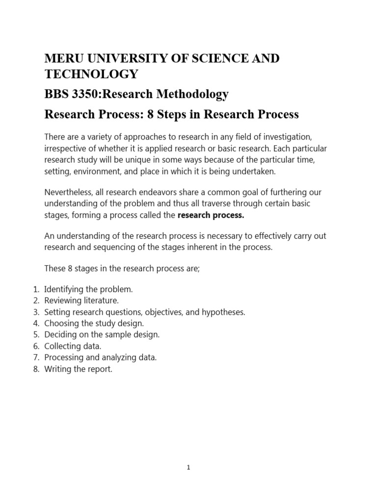 8 Steps in the Research Process | PDF | Sampling (Statistics) | Data