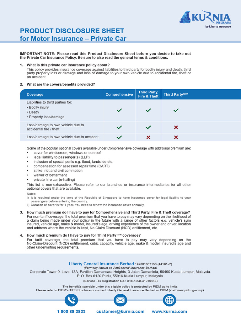 Private Car Comprehensive TPFT TP - PDS - Kur - ENG - 1220 | PDF ...