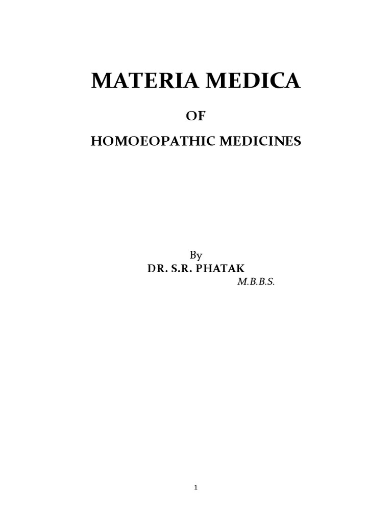 Phatak's Materia Medica | PDF | Homeopathy