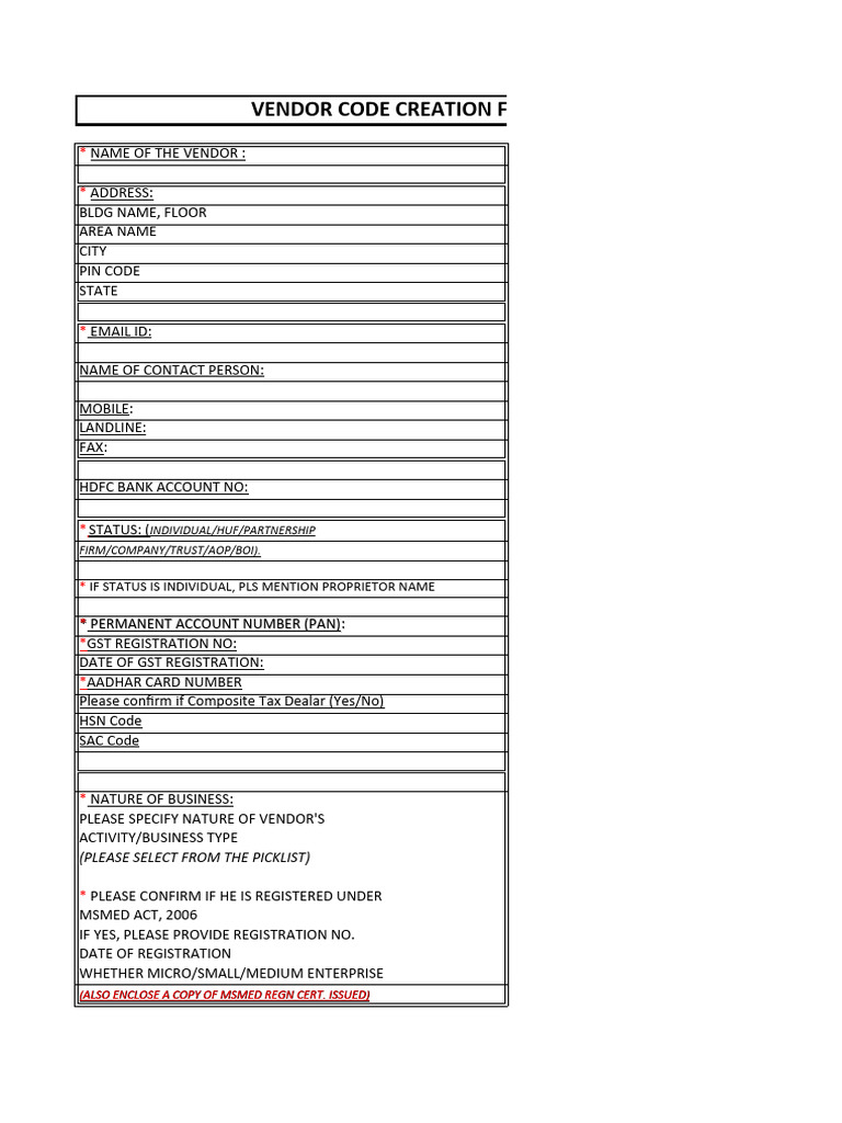 Vendor Code Creation Form Guide | PDF | Limited Liability Partnership ...