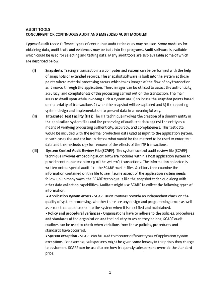 Continuous Audit Techniques Overview | PDF | Risk | Audit