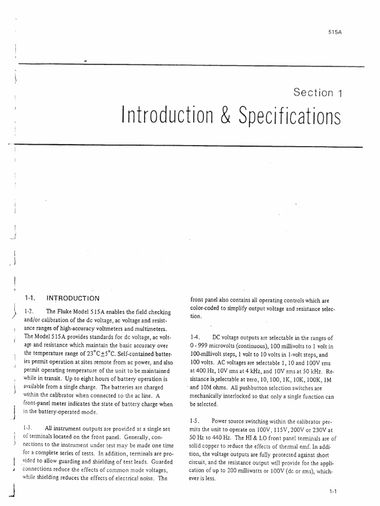 Fluke 515A Specifications 09E64 | PDF