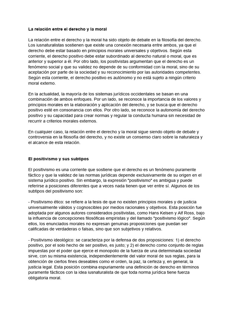 Derecho y moral: enfoques y debates | PDF | La Ley natural | Moralidad