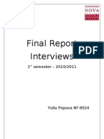 Final Report Interviews: 1 Semester - 2010/2011