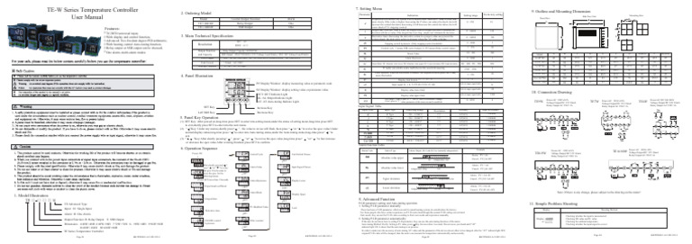 TE-W Series Temperature Controller User Manual | PDF | Relay ...