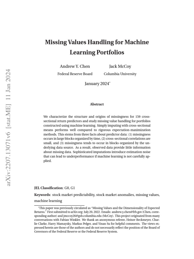 Handling Missing Values in ML Portfolios | PDF | Dependent And ...