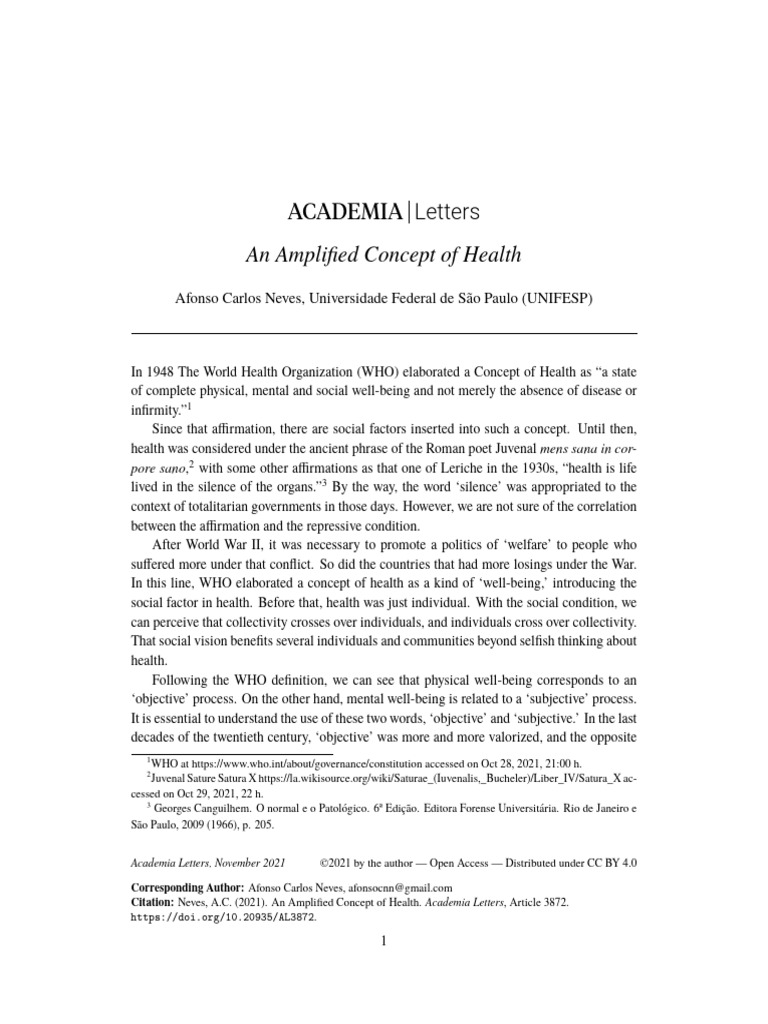 An amplified concept of health 1 pdf medicine well being