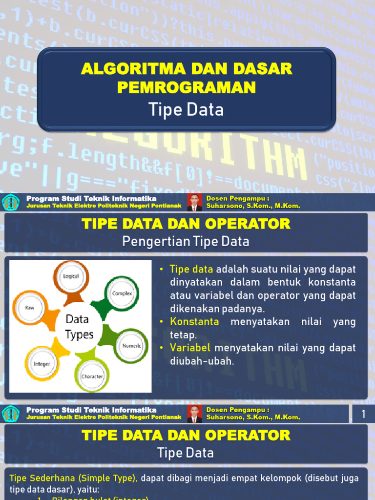 Tipe Data dan Operator dalam Pemrograman | PDF