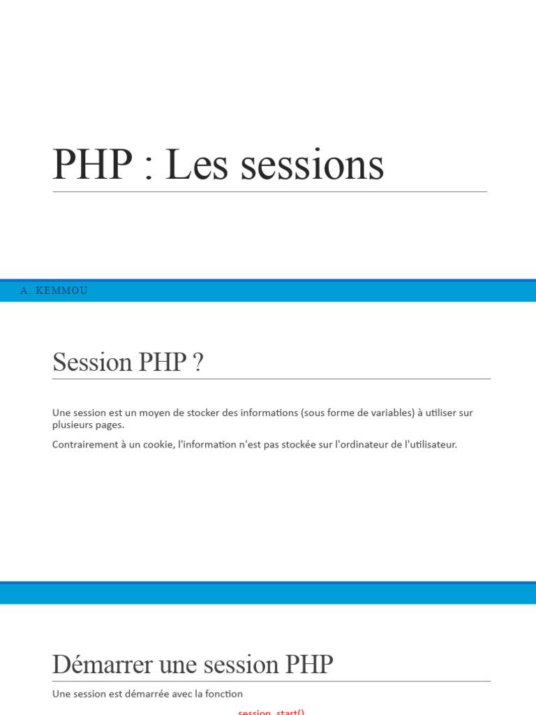 Guide des sessions PHP : démarrer et gérer | PDF