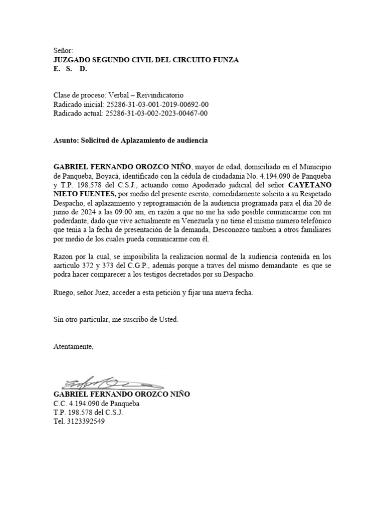 Modelo Escrito Solicitud Aplazamiento Pago Richard Torres Ejemplo De ...