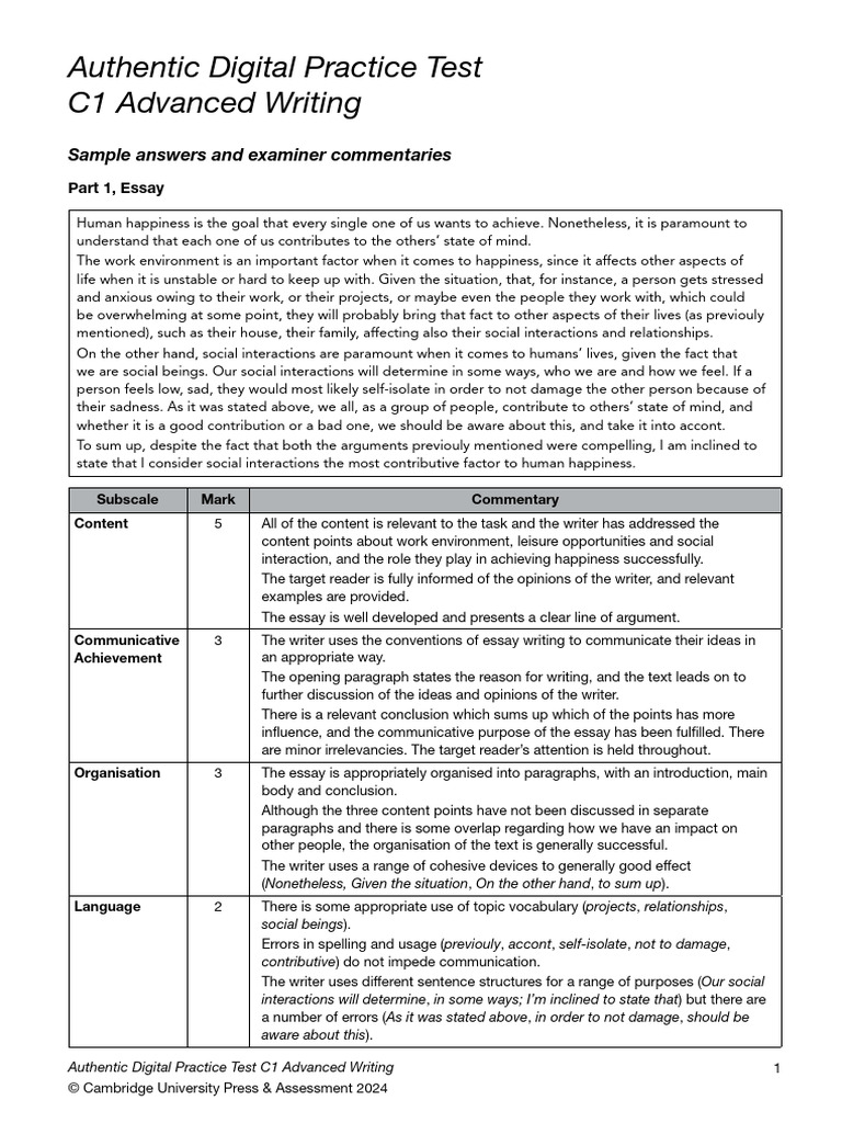 C1 Advanced Writing Practice Test | PDF | Essays | English Language