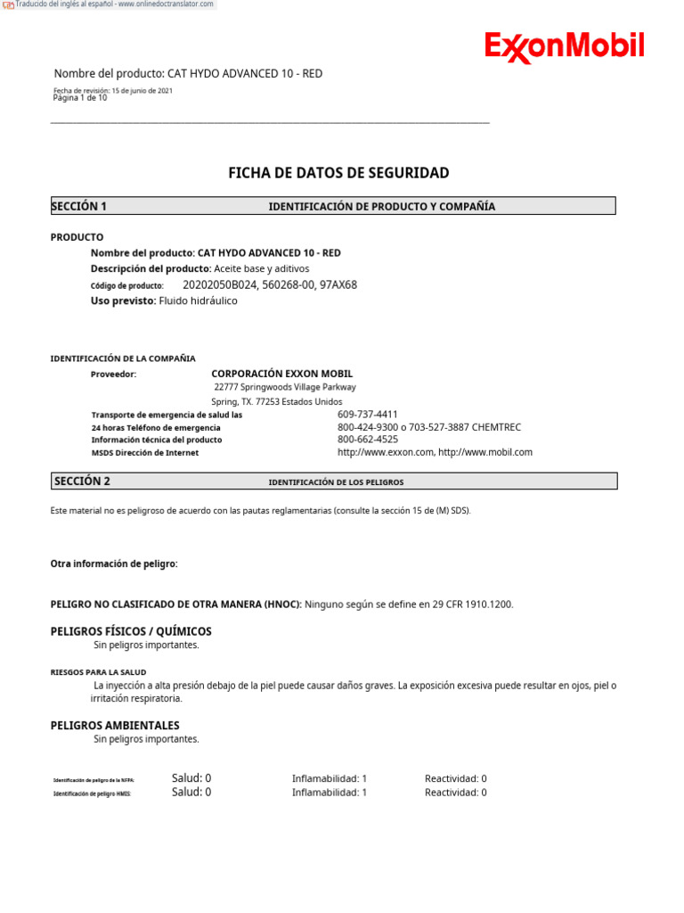 MSDS CAT-HYDO-ADVANCED-10 | Descargar gratis PDF | Ventilación ...