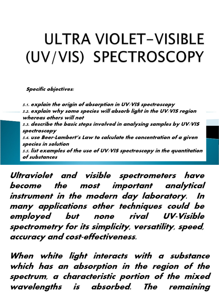 UV/Vis Spectroscopy Fundamentals | PDF | Ultraviolet–Visible ...