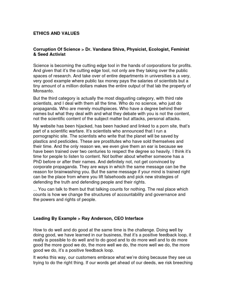 Ethics in Science and Business Practices | PDF | Espionage | Employment