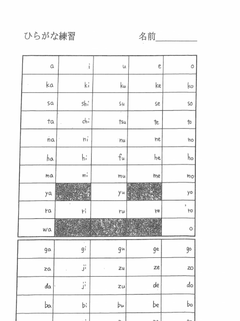 Hiragana Test Pdf
