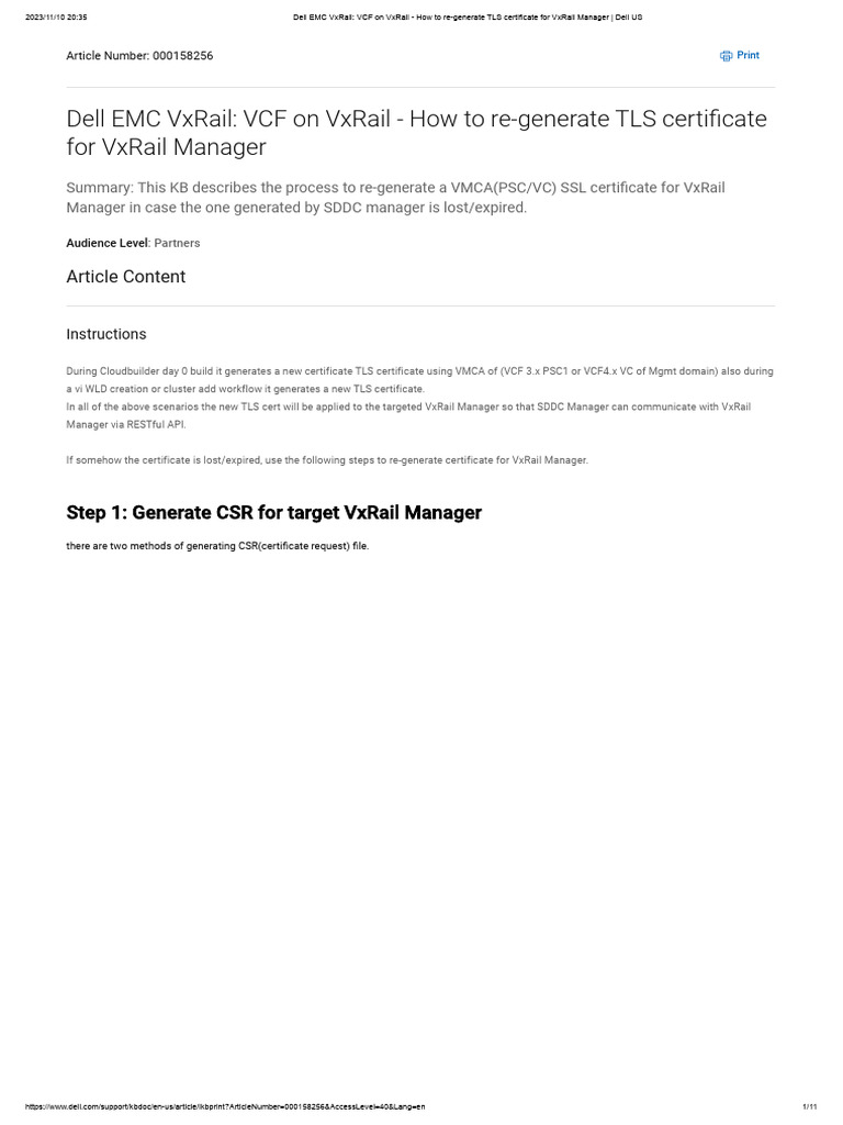 Dell EMC VxRail - VCF On VxRail - How To Re-Generate TLS Certificate ...