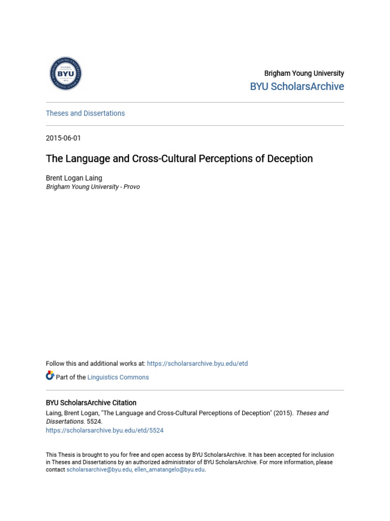The Language and Cross-Cultural Perceptions of Deception | PDF ...