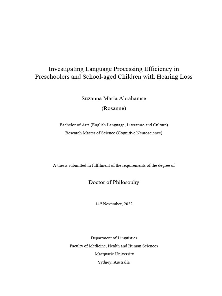 Language Processing in Children with Hearing Loss | PDF | Syllable ...