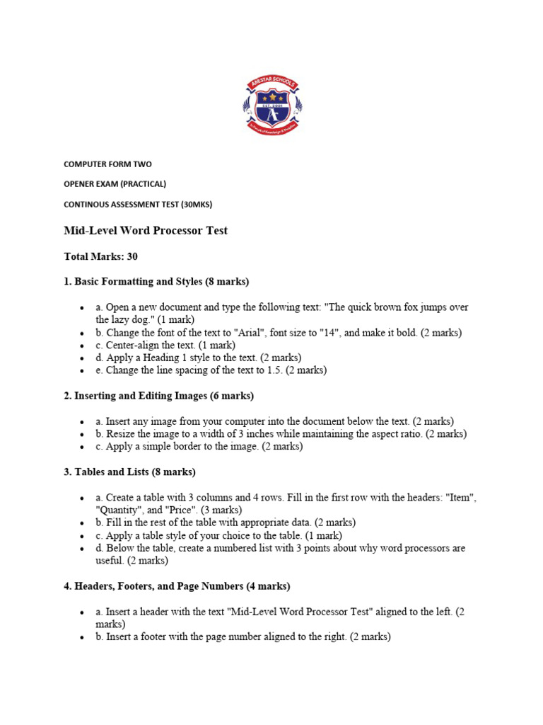Computer Form Two Opener | PDF