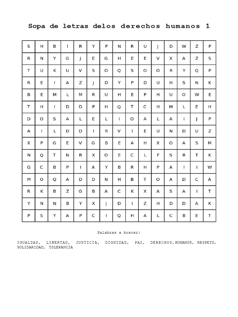Sopa de Letras Sobre Los Derechos Humanos 1 | PDF | Política | Ciencias