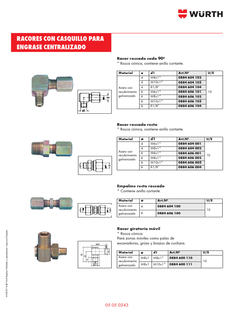 Racores Galvanizados para Engrase Centralizado | PDF | Materiales de ...