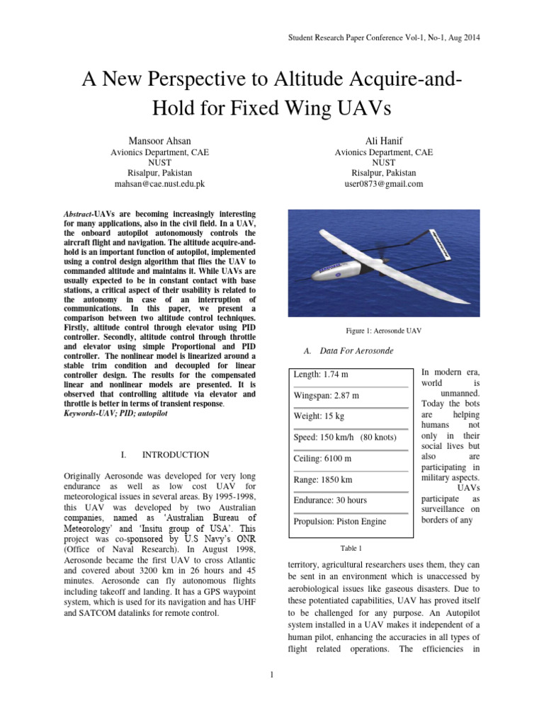 01 A New Perspective To Altitude Acquire and Hold For Fixed Wing Uavs ...