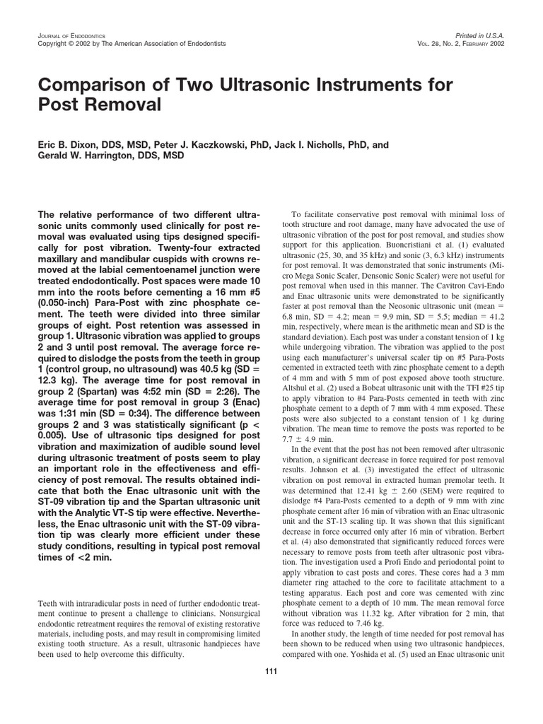 Comparison of Two Ultrasonic Instruments For | PDF | Ultrasound ...