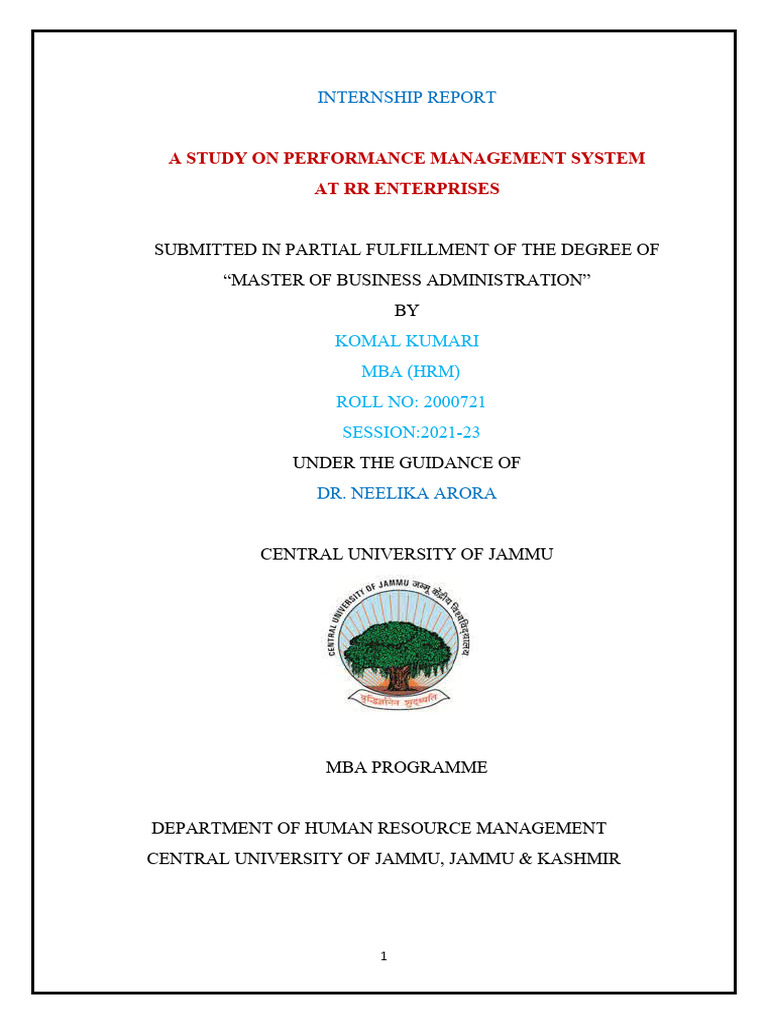 Internship Report | PDF | Performance Appraisal | Sampling (Statistics)
