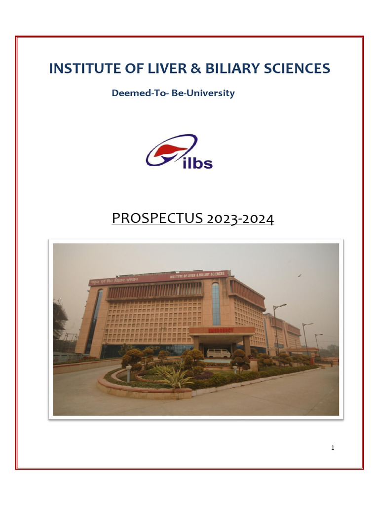 Prospectus - 2023-25 - Sep ILBS | PDF | Doctor Of Medicine | Medicine